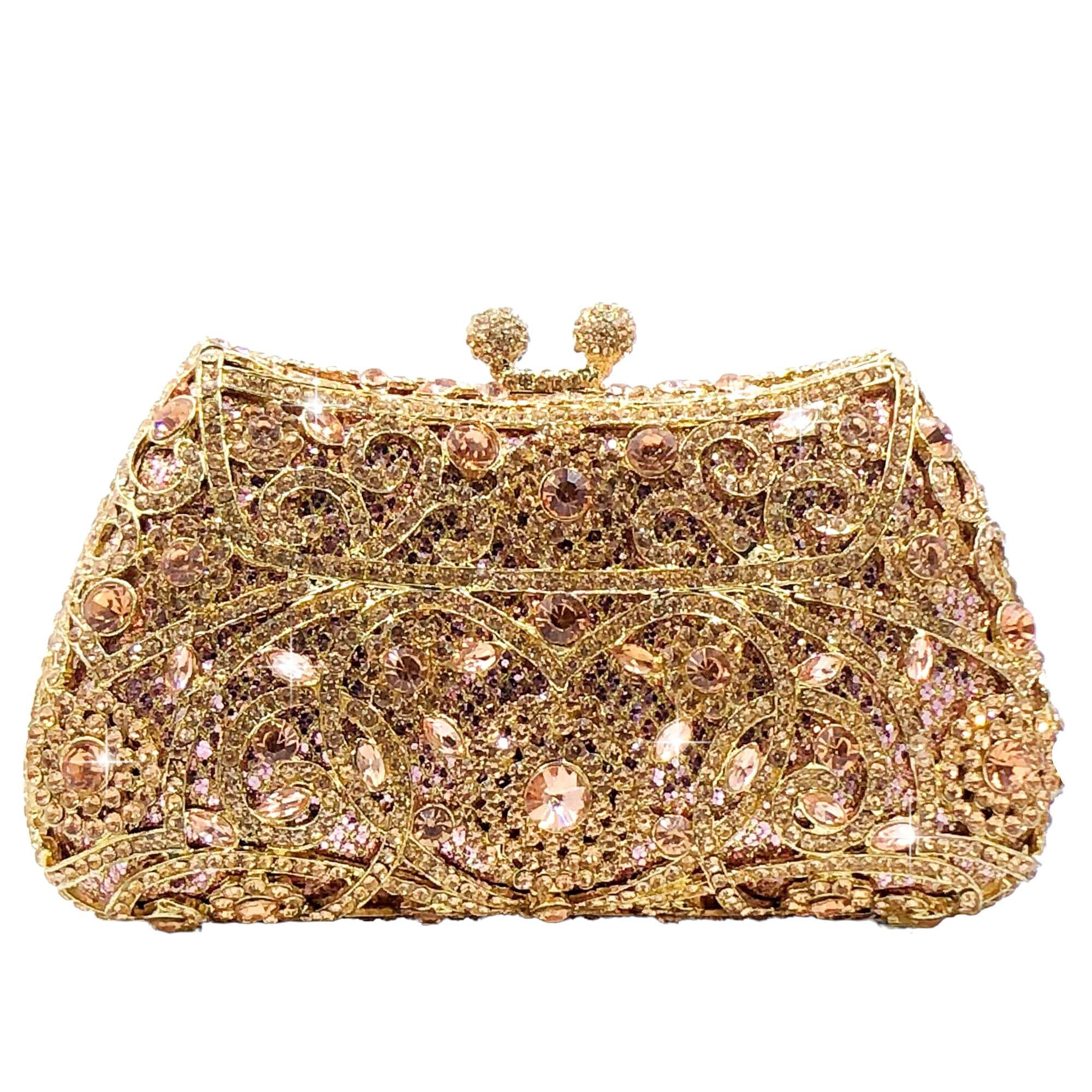 8929 Mini Flower Rhinestone Clutch Purses Evening Bags Party Floral Crystal